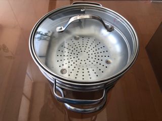 Decluttering!!! Tramontina Stainless Steel Stovetop Pot with Steamer and Glass Lid