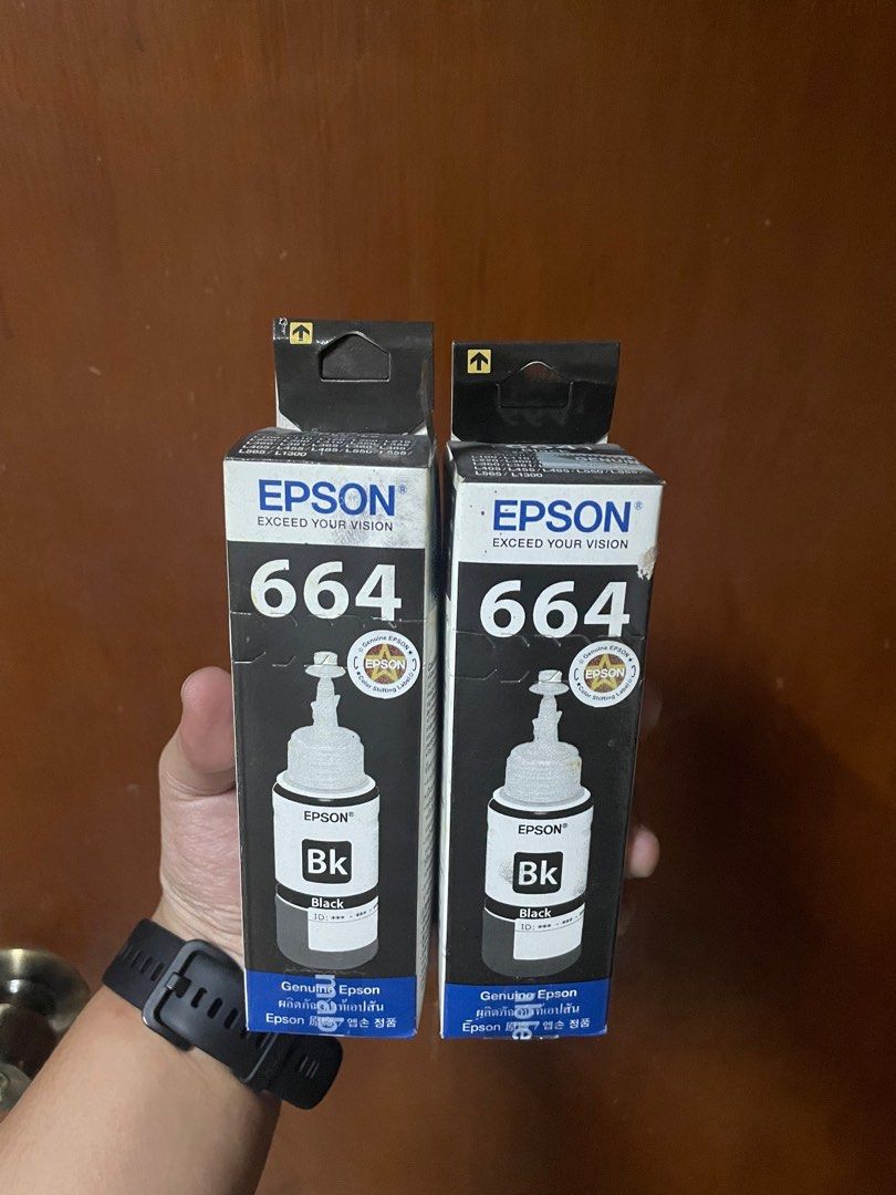EPSON ink 664 black (Category: Printers, Scanners & Copiers) located in Malabon City. Submitted by offtowork (Listing ID 1295806048, Image 1). Description: 150 for both Bought a new printer (different brand) hence stocks unused. SF c/o buyer .
