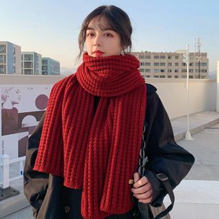 Extra Long Scarf Solid Color Scarf Japanese Style Knitted Windproof Scarf for Women Cozy and Warm Neck Protection in Fall and Winter