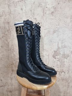 "Fendi" - Zucca Combat Boots -