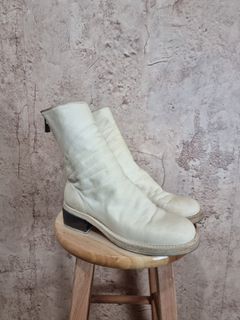 "Guidi" - Back Zippered Leather Cream Boots -