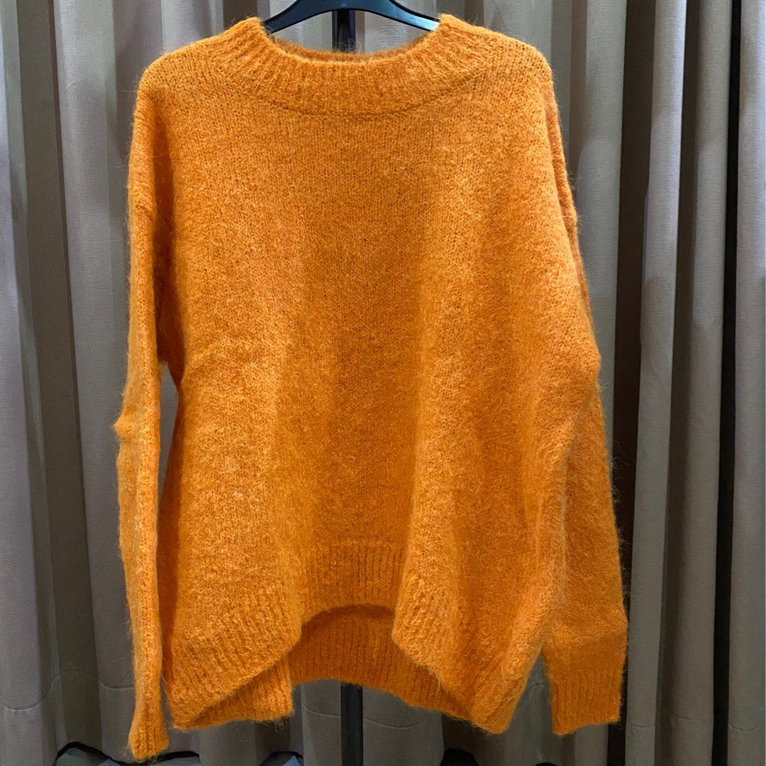 H&M Alpaca Blend Sweater Oversized Fit Orange Women Winter Outfit Comfy  Casual