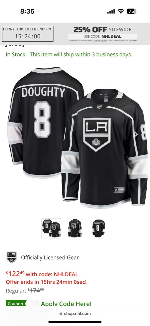 LA Kings Drew Doughty Fanatics Branded Black Home Breakaway Jersey