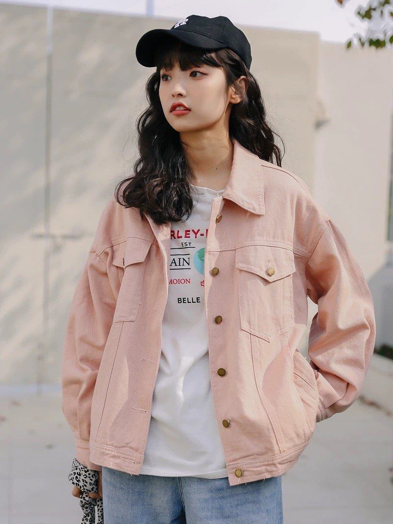 Light Pink Denim Jacket size S Women s Fashion Coats Jackets and Outerwear on Carousell