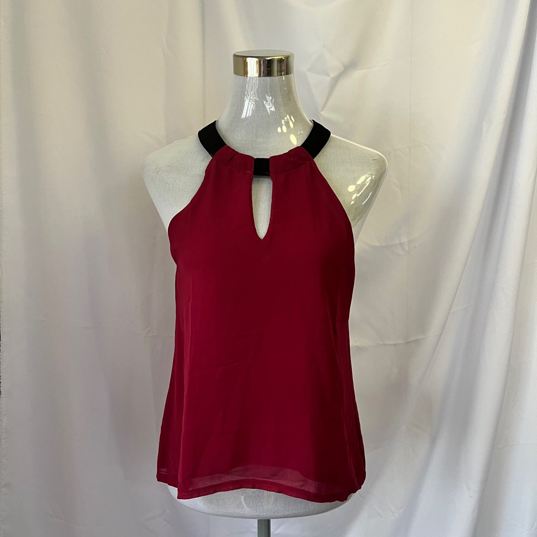 Right Back Halter Top - Maroon