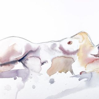 Minimal nude watercolor painting #3