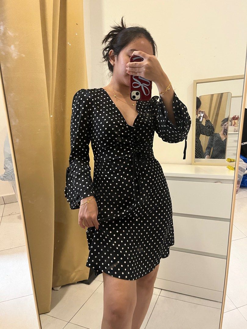 Missguided black polka dot dress 2025