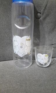 Moomin glass water bottle 15x3" with glass