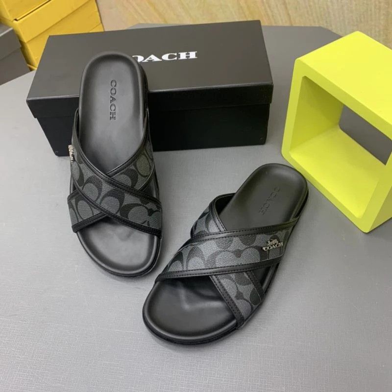 New Coach Original Classic Black Signature Collection SANDAL Slippers For Men Come with Complete Set Suitable For Gift Size 38 45 Luxury Sneakers Footwear on Carousell