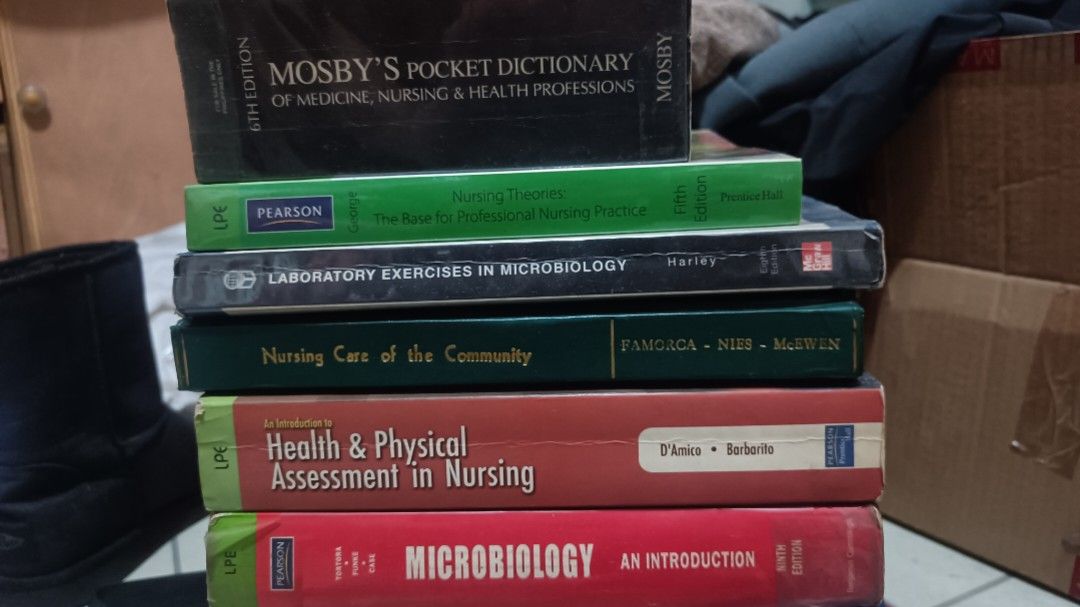 Nursing Books (Category: Textbooks) located in Pasay City. Submitted by karom22 (Listing ID 1295787712, Image 1). Description: Nursing Books Bundle Mosby’s Pocket Dictionary of Medicine, Nursing & health Profession 6th E Nursing Theories: The Base of Professional Nursing Practice 5E Laboratory Exercises in Micro Biology; Harley Nursing Care of the Community; Famorica ( Book binded photocopy) Health & Physical Asssessment in Nursing; D’Amico Micro