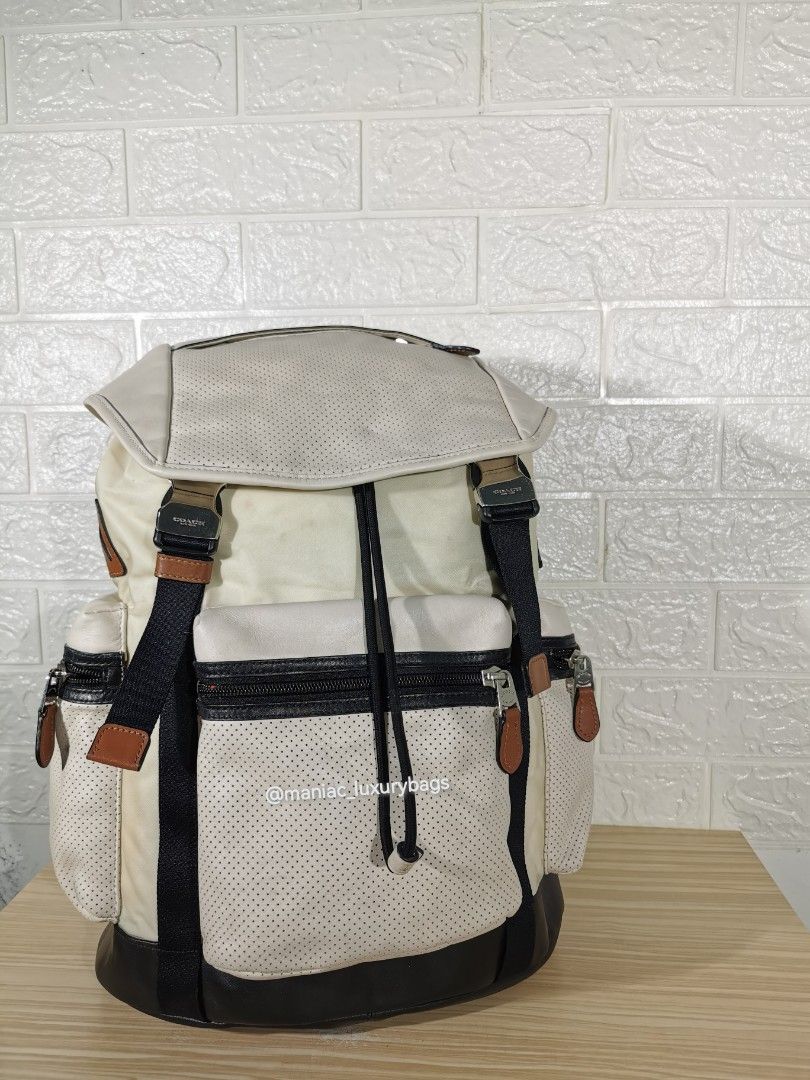 Preloved Backpack COACH Trek Pack in Nylon and Perforated Leather Fesyen Wanita Tas Dompet di Carousell