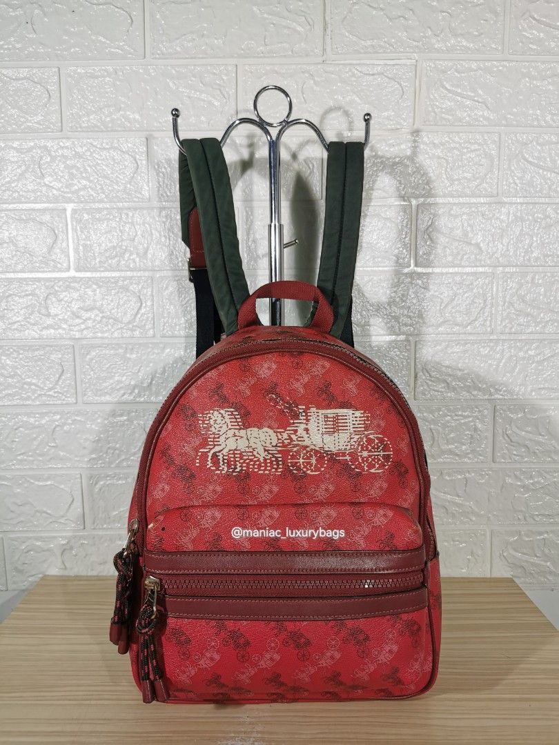 Preloved Backpack COACH Vale Medium Charlie Backpack with Horse and Carriage Print Fesyen Wanita Tas Dompet di Carousell