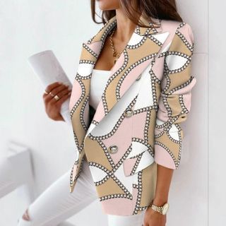 Printed Double Breasted Blazer