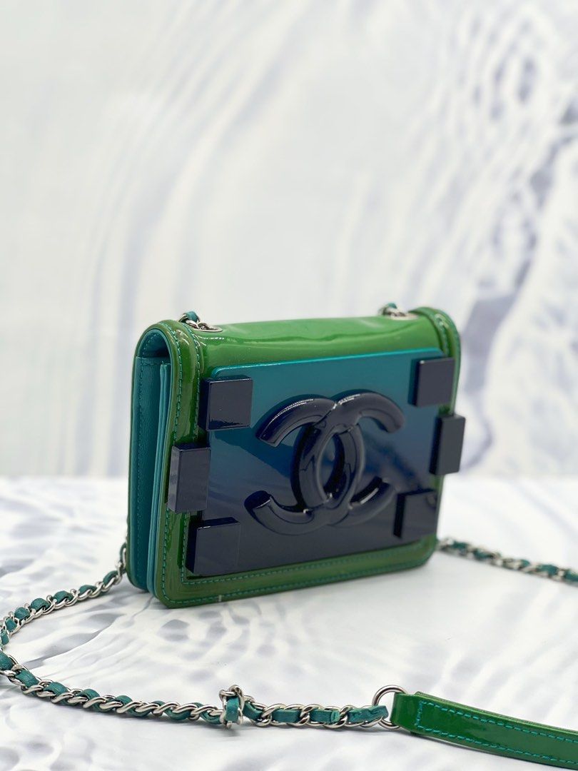 RAYA SALE CHANEL SMALL BOY BRICK FLAP BAG IN DARK BLUE RESIN AND GREEN PATENT LEATHER TRIM CROSSBODY BAG Luxury Bags Wallets on Carousell