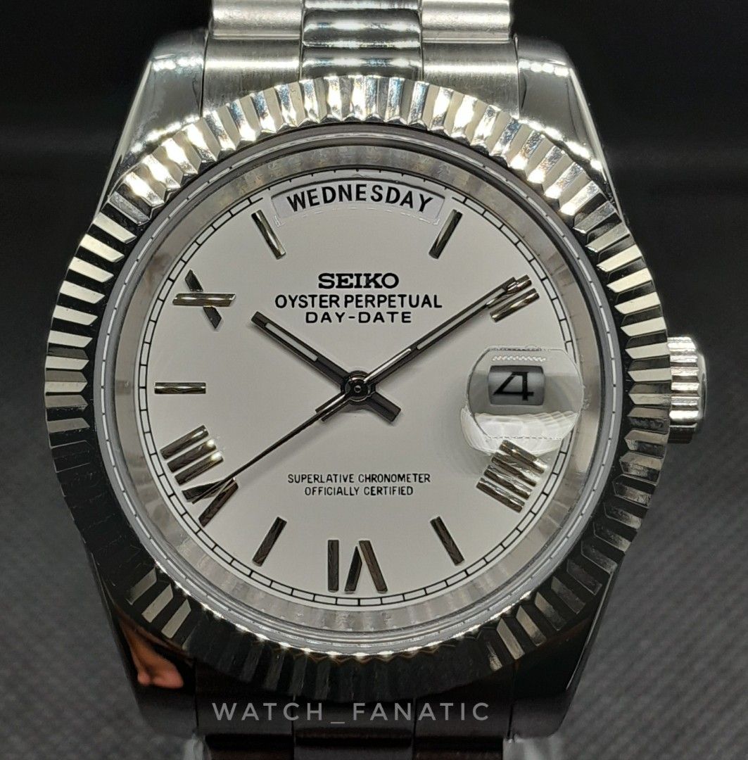SEIKO WHITE DAY DATE MOD 39MM JAPANESE MIYOTA 8285 AUTOMATIC MOVEMENT Men s Fashion Watches Accessories Watches on Carousell
