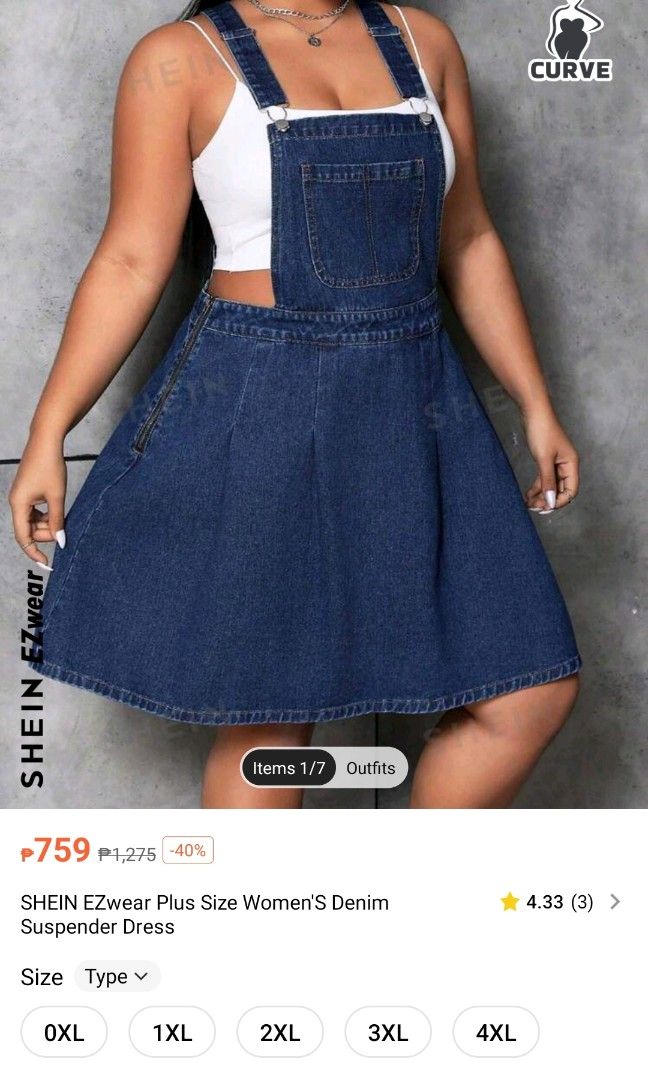 Shein plus size denim jumper skirt Women s Fashion Dresses Sets Dresses on Carousell