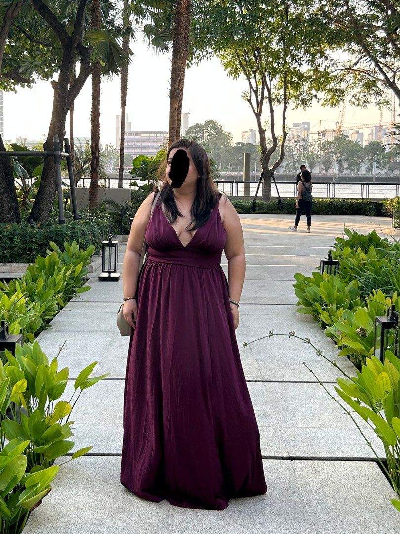 shein burgundy dress plus size Sheer-Waist Long Prom Dress with Sequin Print Burgundy / 10 main image 0