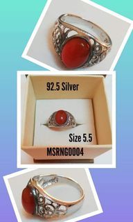 Silver rings for men with agate stone 5.5 in size