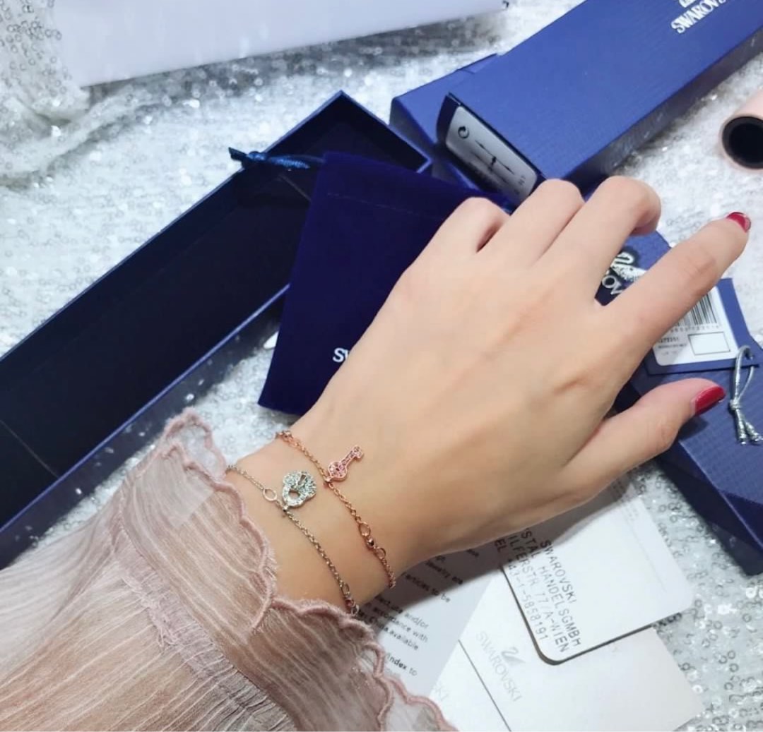 Swarovski Crystal Wishes Lock and Key Bracelet Set Women s Fashion Jewelry Organisers Bracelets on Carousell