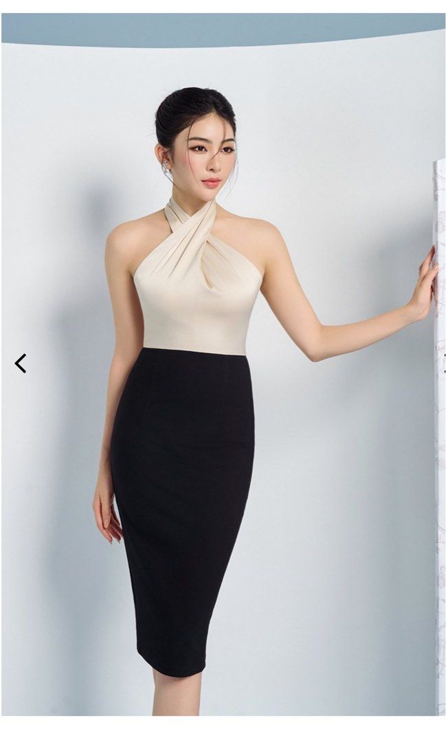 halter neck dress for beach Summer Strolls Halter Neck Tie Midi Dress main image 1