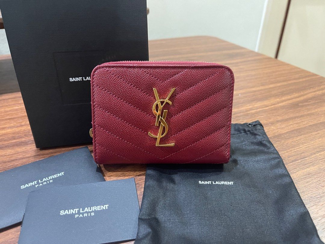 Monogram compact zip around wallet in grain de poudre embossed leather online