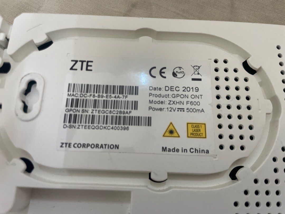 Unifi ZTE Modem ZXHN F600, Computers & Tech, Parts & Accessories