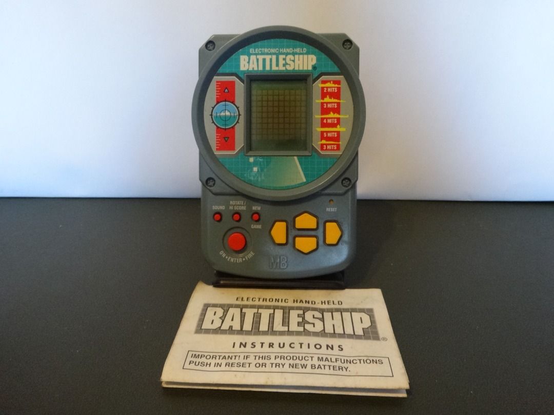1995 Milton Bradley Handheld Electronic Battleship Game (Category: Others) located in Pasay City. Submitted by mik39021 (Listing ID 1295958872, Image 1). Description: Milton Bradley Electronics: Battleship 1995 Condition: -Complete -Working Sounds and LCD -Worn casing Payment Options: G-Cash BPI Online Paypal (additional +6% of item price) Shipping: -Grab Express -Lalamove -J&T Express (buyer shoulders shipping fee).
