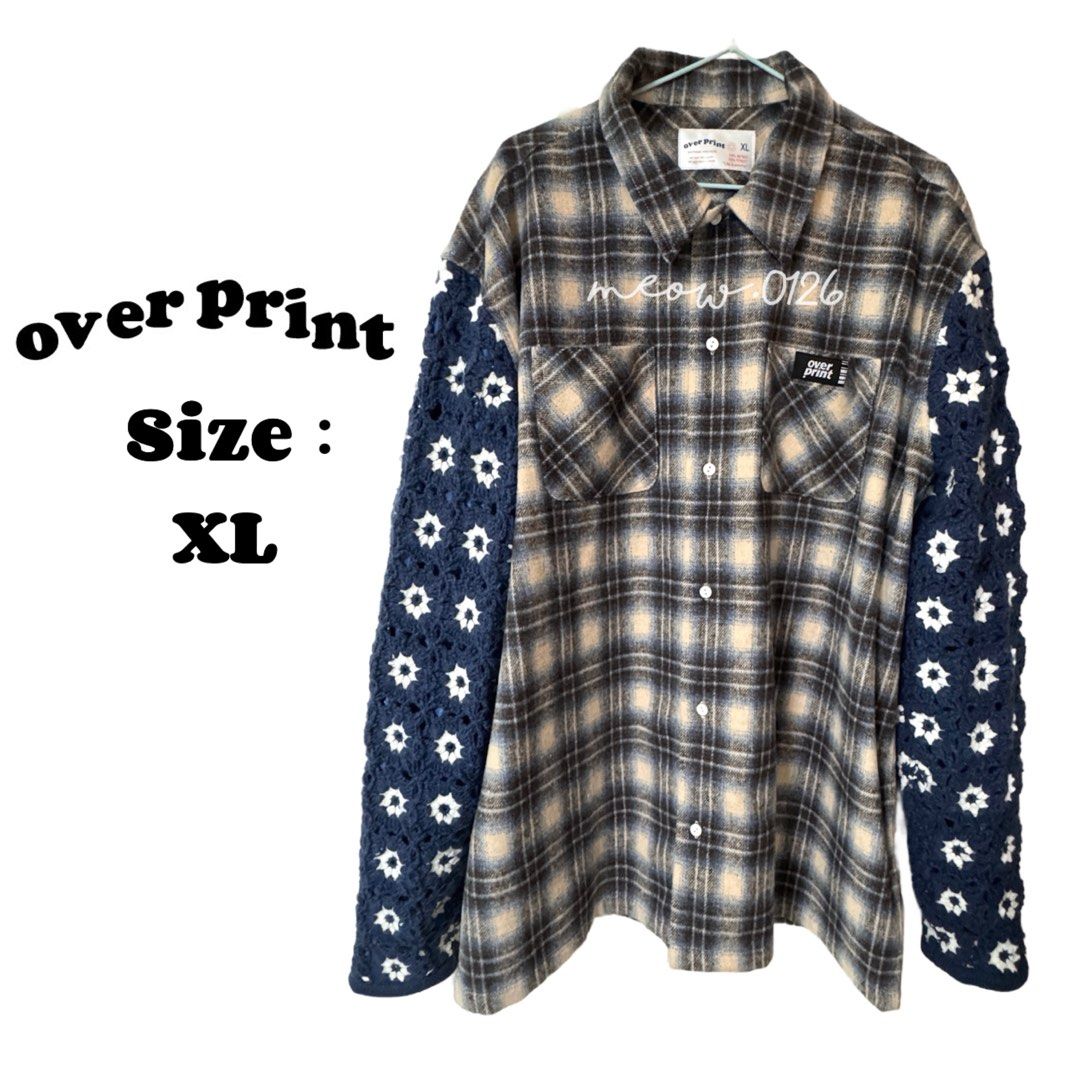 over print Crochet knitting Shirts XLサイズ over print Crochet knitting Shirts XLサイズ