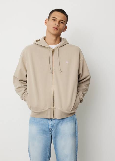 Acne Studios Face Zipped Hoodie (Category: Coats, Jackets and Outerwear) located in Balanga. Submitted by kyleweeee (Listing ID 1296012531, Image 3). Description: Medium on tag Mushroom Beige.