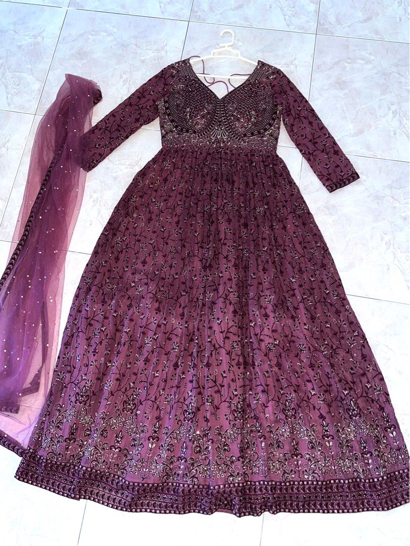 Anarkali suit, Indian Gown, pakistani, indian Dress, Reception gown,  bridal, engagement, wedding, reception, ROM, Purple gown, purple dress,  Purple Anarkali, punjabi suit, indian traditional ethnic wear, Hari Raya,  Eid, diwali, deepavali, lengha,