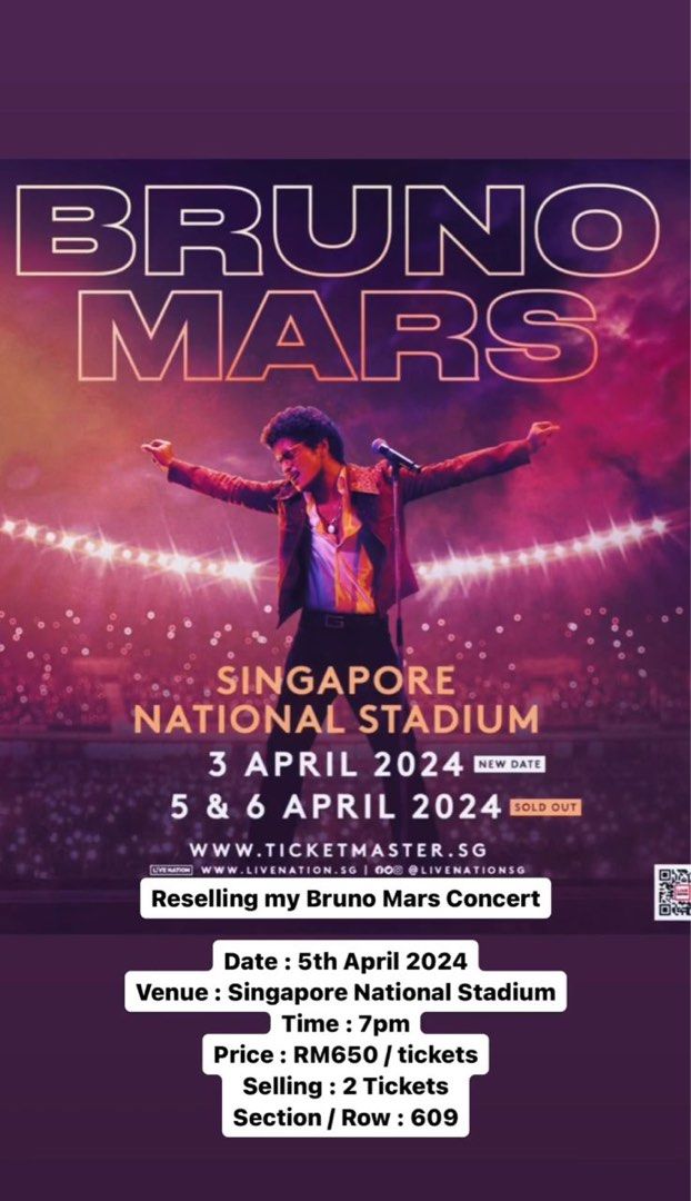 Bruno mars 2024 NSU, Tickets & Vouchers, Event Tickets on Carousell