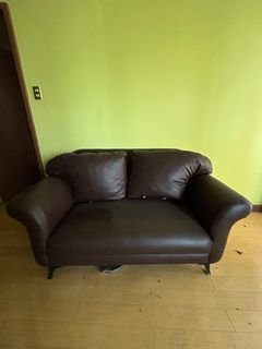 Dark Brown Faux Leather Sofa Couch