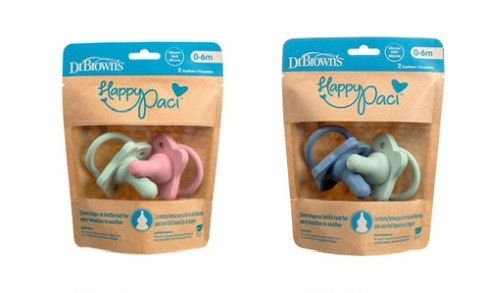 BRAND NEW DR. BROWN'S  Pacifier HappyPaci One-Piece Silicone Soother (0-6m) 2pcs/pk.