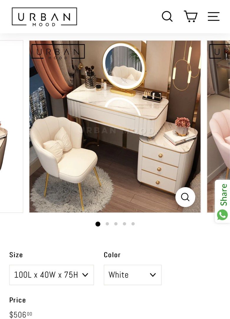 Dressing Table (Category: Other Home Furniture) located in Singapore. Submitted by tinyfantasy (Listing ID 1295904006, Image 1). Description: Bought it Aug 2023, hardly use, as good as new. To arrange own shipping or collection. Not very bulky or heavy, 2pax can move it easily..