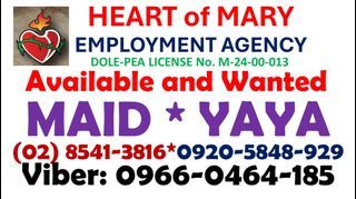 employment agency, kasambahay, maid, yaya, oldsitter, cook, labandera, boy