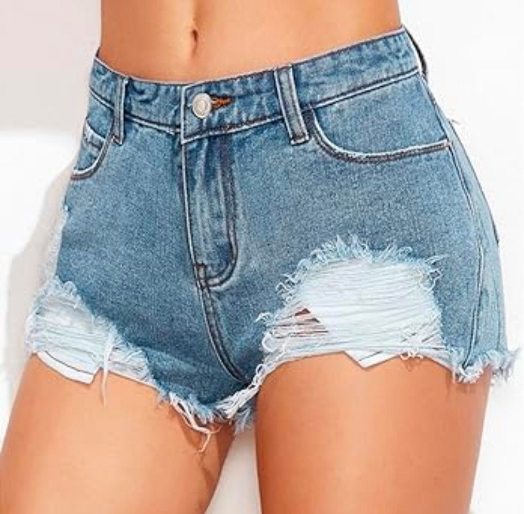 Frayed Distressed Low Waist Raw Cut Denim Shorts Women s Fashion Bottoms Shorts on Carousell