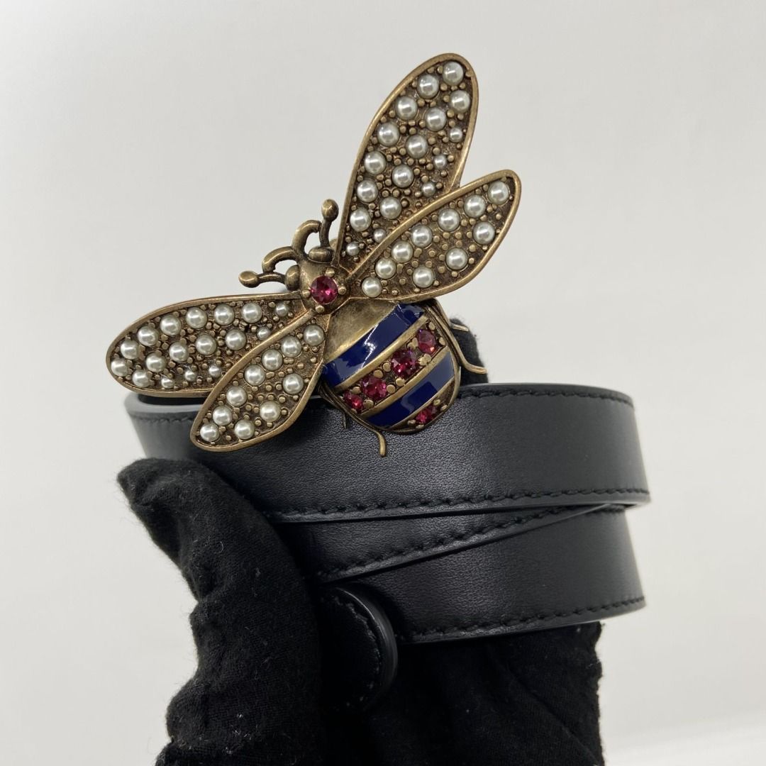 GUCCI 476452 BLACK BEE BUCKLE 85 34 BELT 247011915 WE Women s Fashion Watches Accessories Belts on Carousell