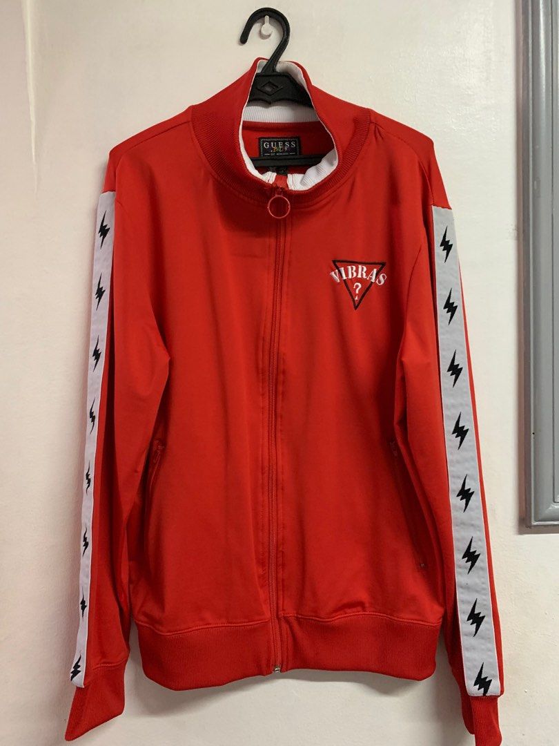 Guess J Balvin x Vibras red jacket Men s Fashion Coats Jackets and Outerwear on Carousell