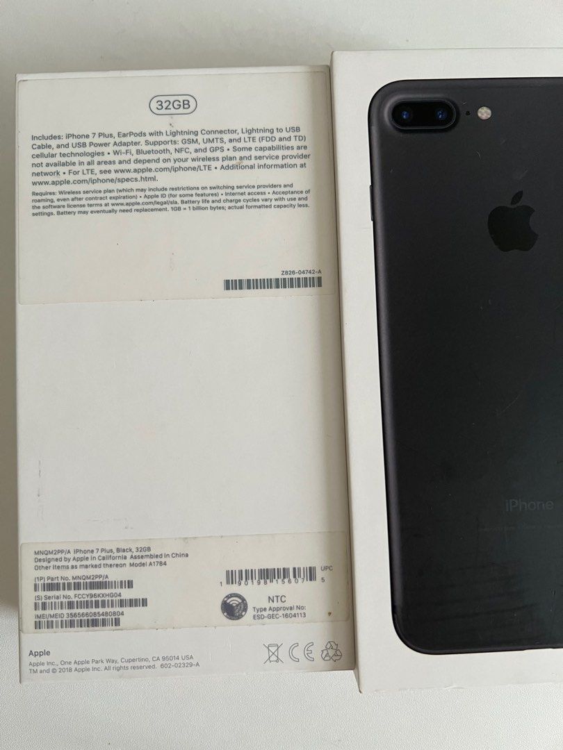 iPhone 7 Plus 32GB (Category: iPhone 7 Series) located in Quezon City. Submitted by cheapthrills.ph (Listing ID 1296033489, Image 3). Description: iPhone 7 Plus 32 GB Black With box Battery health: 76% Free phone case.