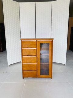 JAPAN SURPLUS FURNITURE NITORI CONSOLE CABINET WITH DRAWERS ADJUSTABLE SHELVES  SIZE 23.75L x 14W x 31.5H in inches   (AS-IS ITEM) IN GOOD CONDITION