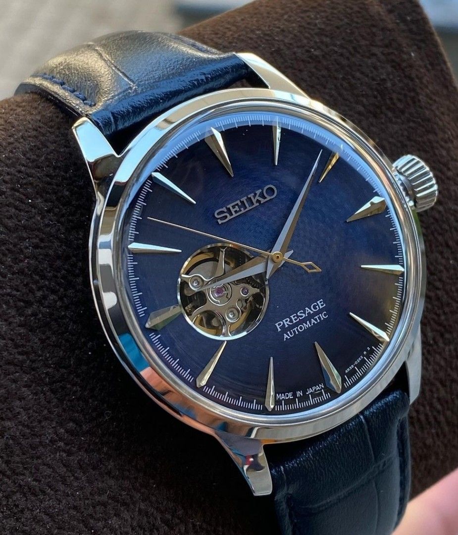 Lowest Price Seiko Presage Open Heart SSA405 COCKTAIL TIME BLUE MOON Men s Unisex Automatic Blue Dial Leather Strap Watch ssa405 ssa405j ssa405j1
