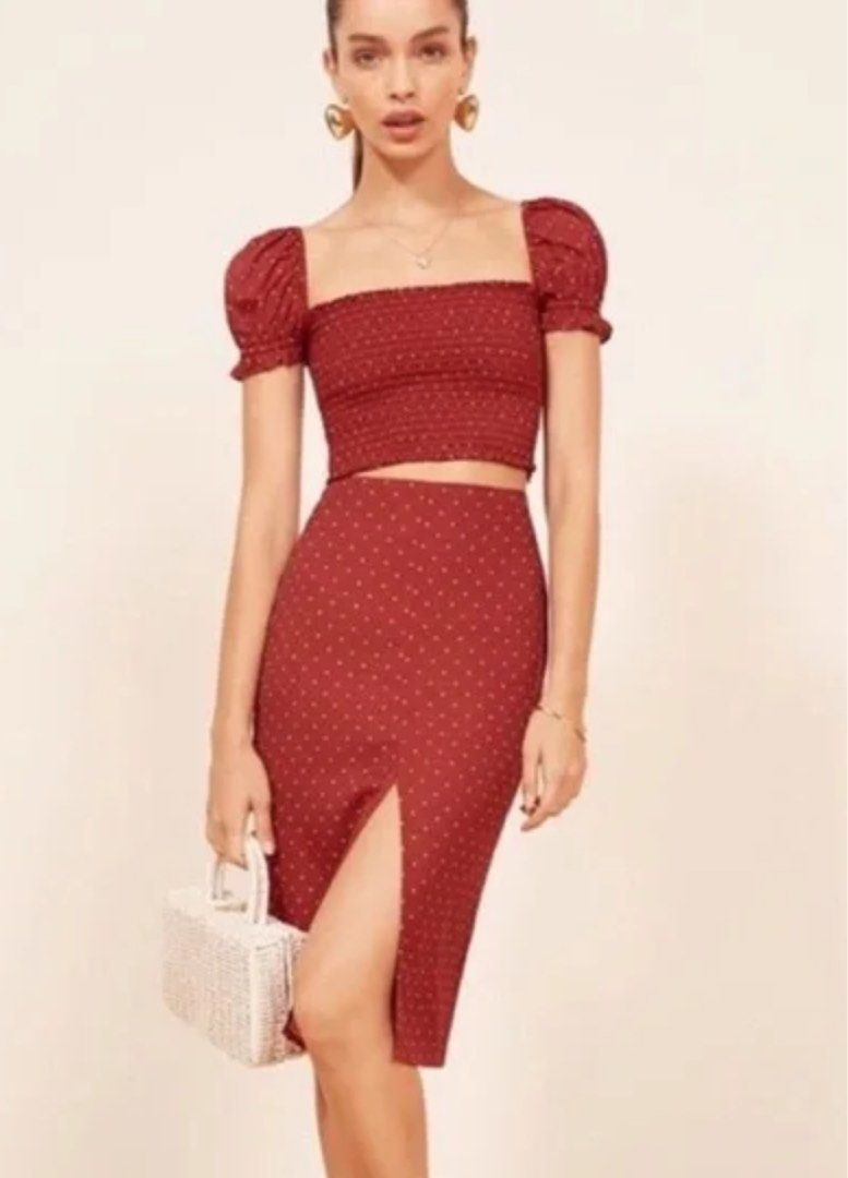 REFORMATION red polka dot suki two piece Women s Fashion Dresses Sets Sets or Coordinates on Carousell