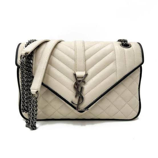 Saint Laurent YSL Grained Tri-Quilt Chain Bag (Category: Luxury Bags & Wallets) located in Quezon City. Submitted by _bellec (Listing ID 1295957439, Image 2). Description: Calfskin medium size Size Base length: 9.25 in Width: 2.50 in Height: 6.00 in Drop: 12.00 in With dustbag.