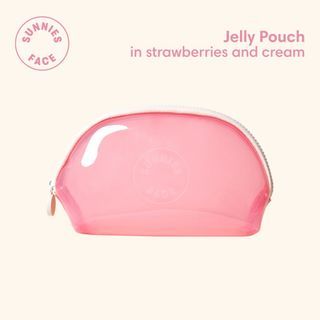 Sunnies Face Jelly Pouch in Strawberries and Cream Pink Makeup Pouch