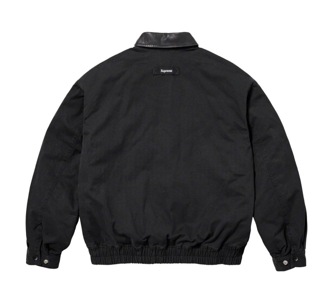 Supreme Leather Collar Utility Jacket (Black), 名牌, 服裝- Carousell