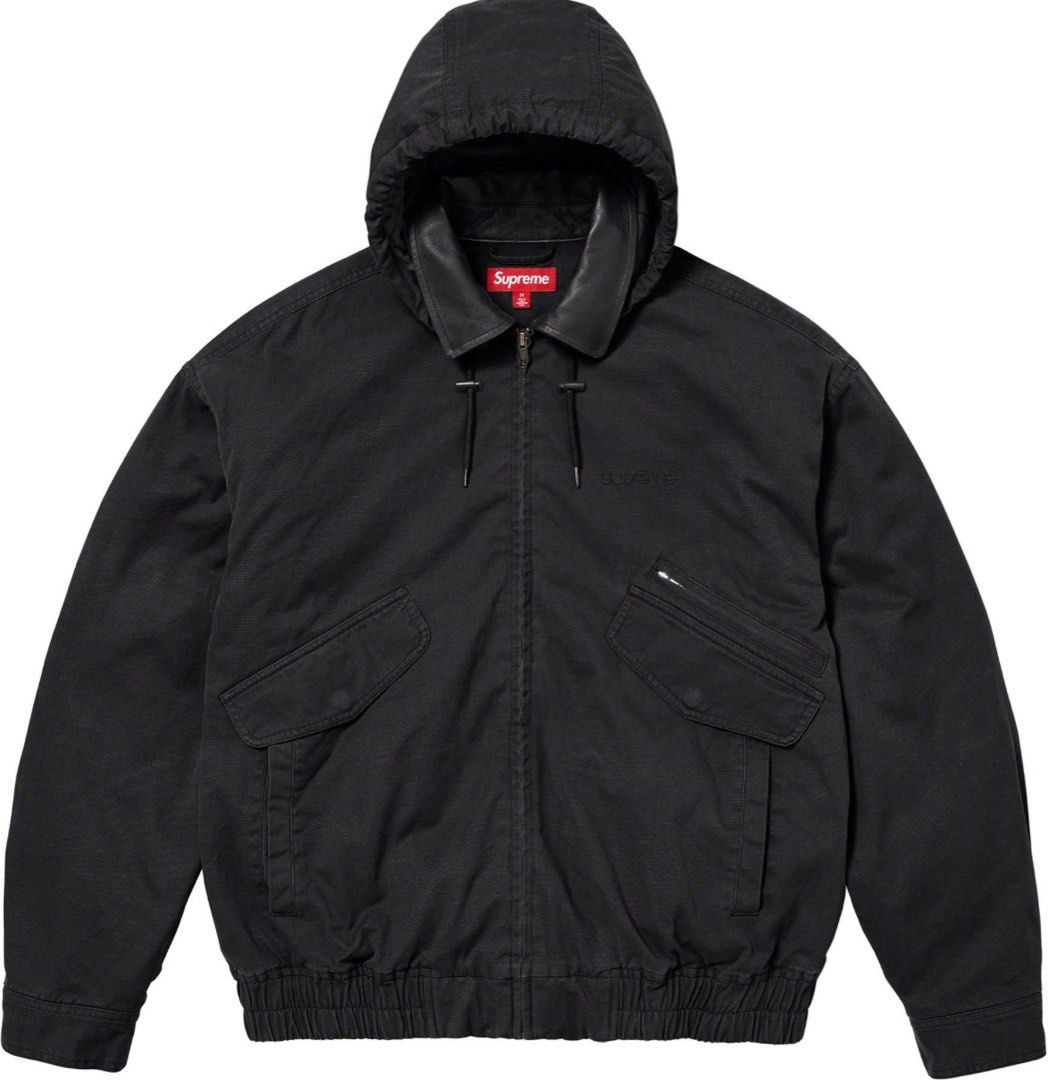 Supreme Leather Collar Utility Jacket (Black)
