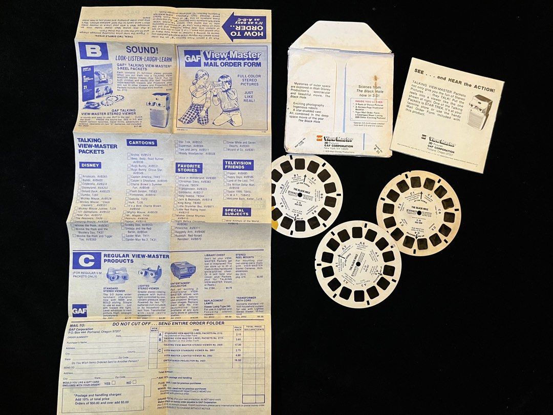 Vintage 70s 1979 The Black Hole View-Master Reel Film Gaf Walt Disney  Spaceship Printed in Usa, Hobbies & Toys, Collectibles & Memorabilia,  Vintage Collectibles on Carousell