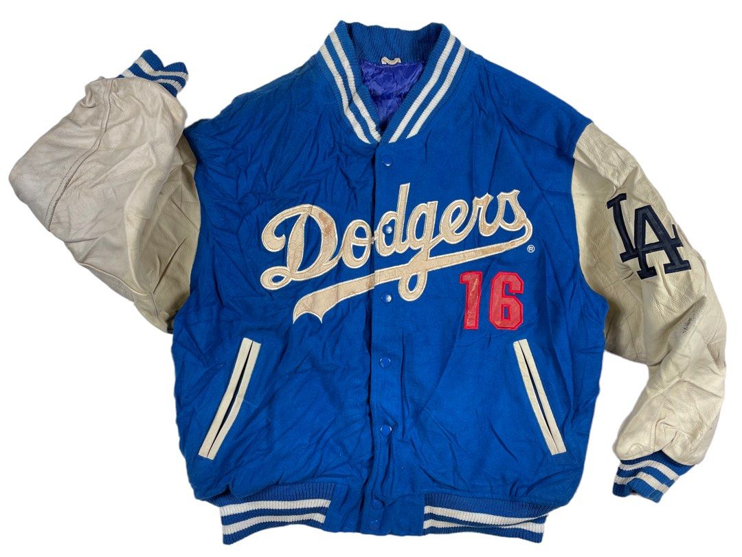 Vintage 90s Hideo Nomo LA Dodgers 1996 Varsity Cowhide Leather Jacket  Authentic