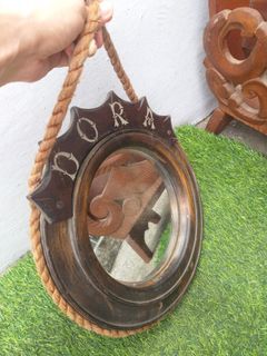 Vintage Accent Round Hanging rope mirror