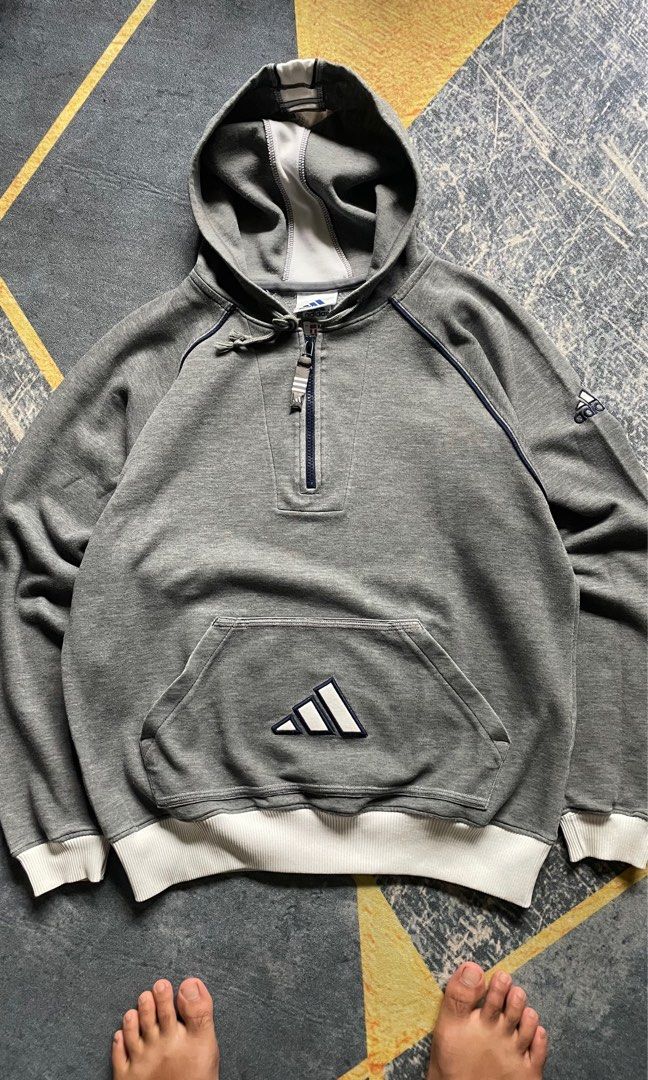 Vintage Adidas Nike Centre Half zipper hoodie pullover Men s Fashion Tops Sets Hoodies on Carousell
